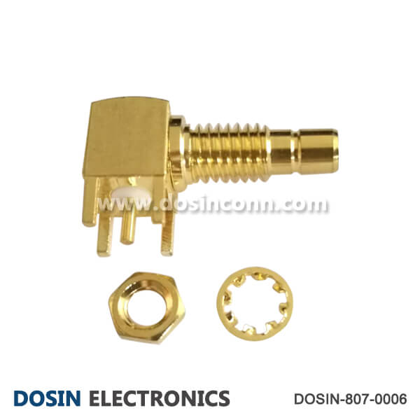 SMB Bulkhead Connector Angled Gold Plated Jack for PCB Mount