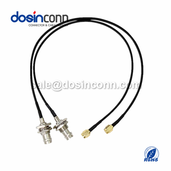 RF Coaxial Cable, SMA Straight Male, BNC Straight Female, RG174 Cable Assembly