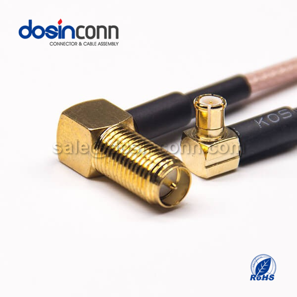 RF Coaxial Cable, SMA Angled RP Female, MCX Angled Male, RG316 Cable Assemby, SMA cable
