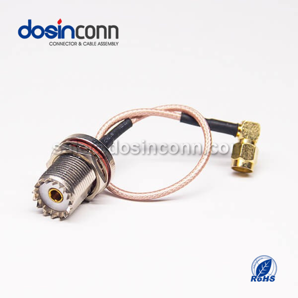 RF Coaxial Cable, UHF Straight Female, SMA Angled Male, RG316 Cable Assembly, SMA cable